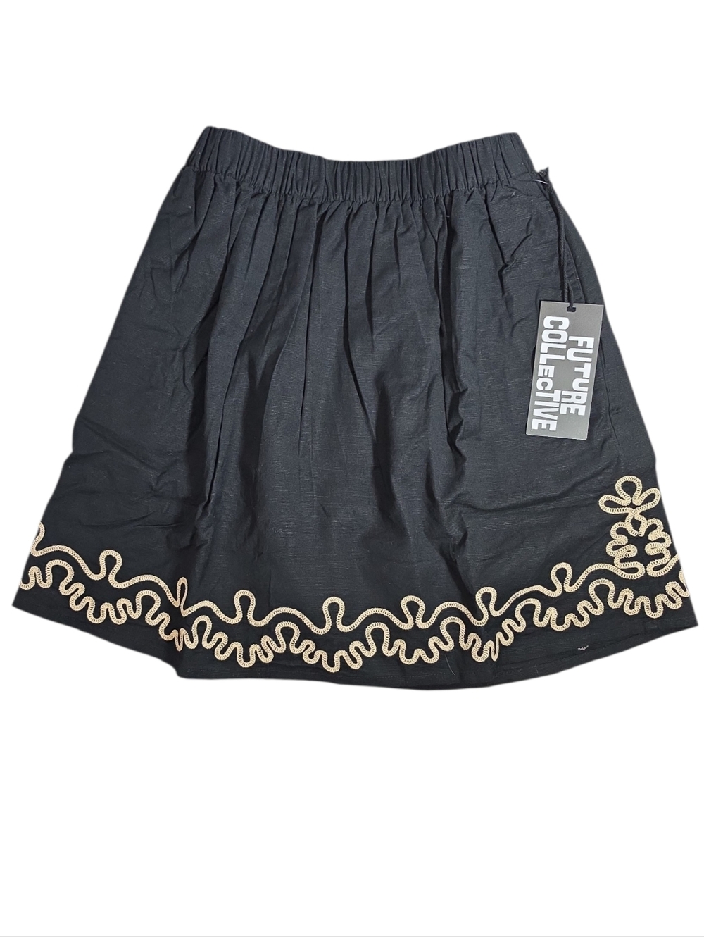 Future Collective Black Skirt with Cream Embroidery - Small - NWT